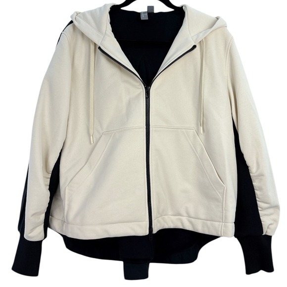 Sweaty Betty Tops - Sweaty Betty London Zip Up Hoodie Jacket Women's Small Cream & Black Colorblock